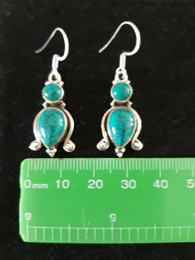 Handmade 925 sterling silver turquoise earrings