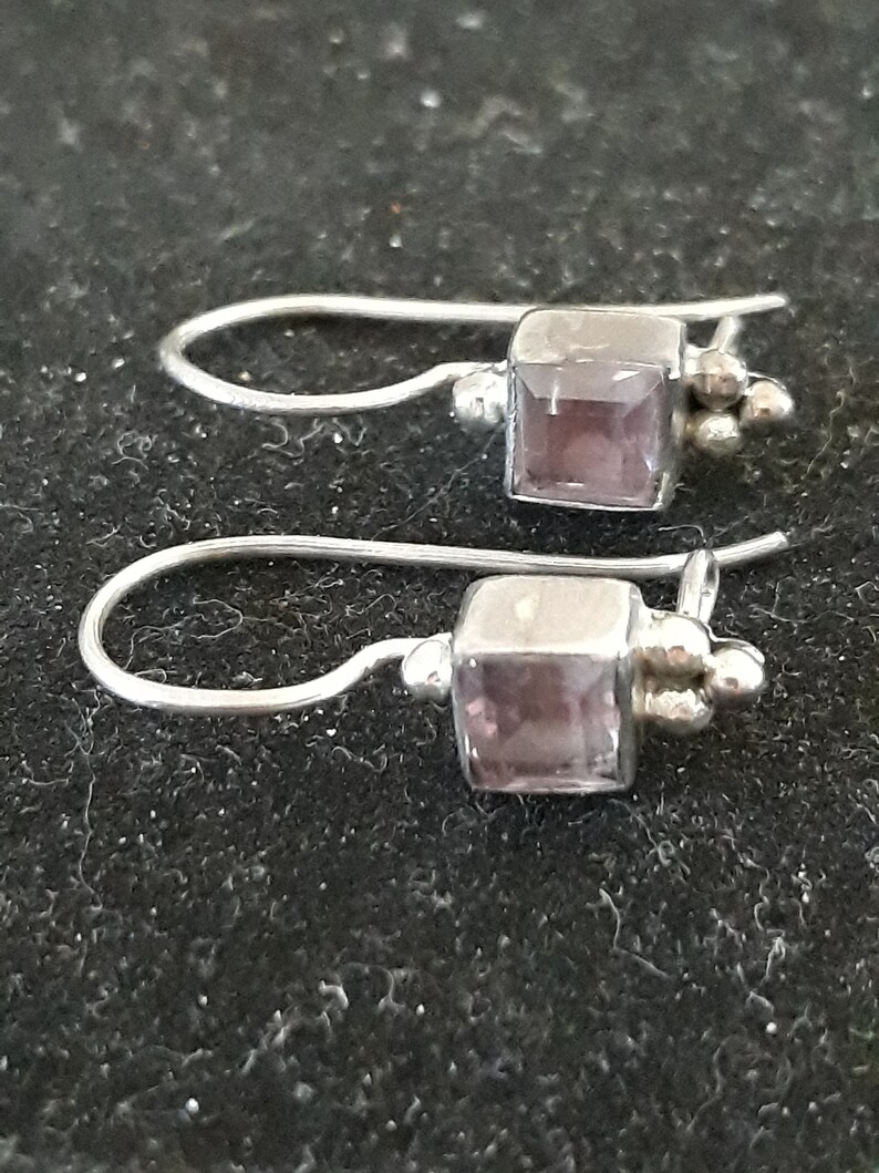 Amethyst and 925 silver earrings handmade in Bali Indonesia image 1