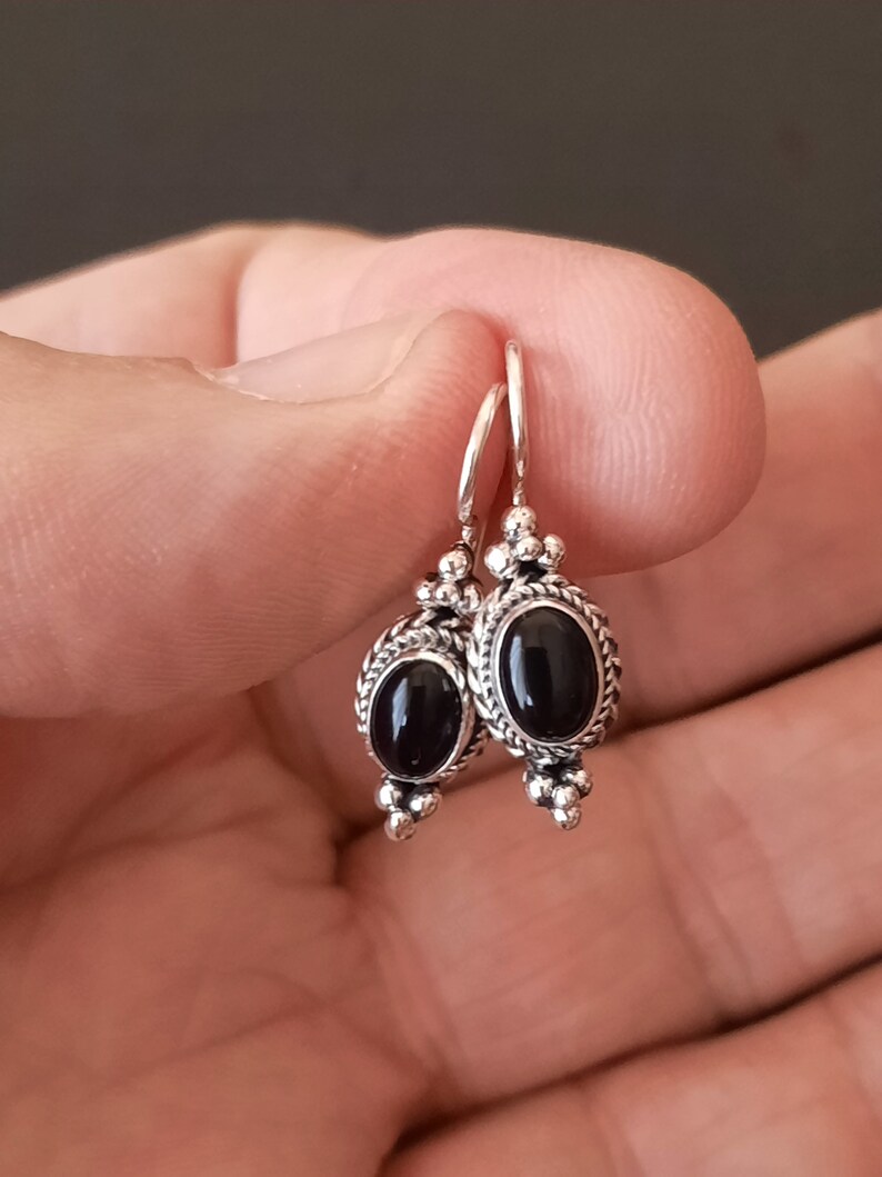 Handmade black 925 silver and onyx earrings image 3