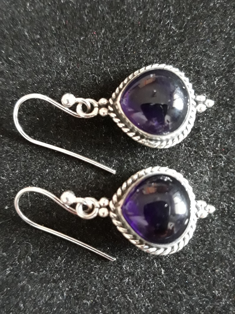 Amethyst and silver 925 dangle earrings