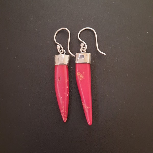 Vintage coral and 925 silver earrings