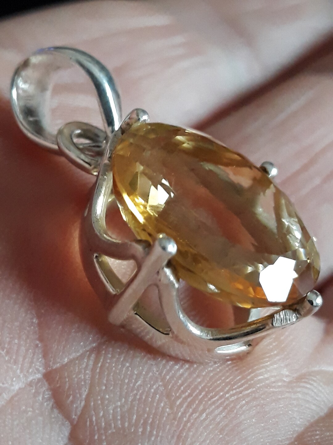 Citrine Quarz and 925 Silver Pendant Etsy UK