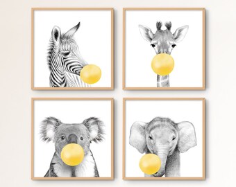 yellow and grey nursery decor