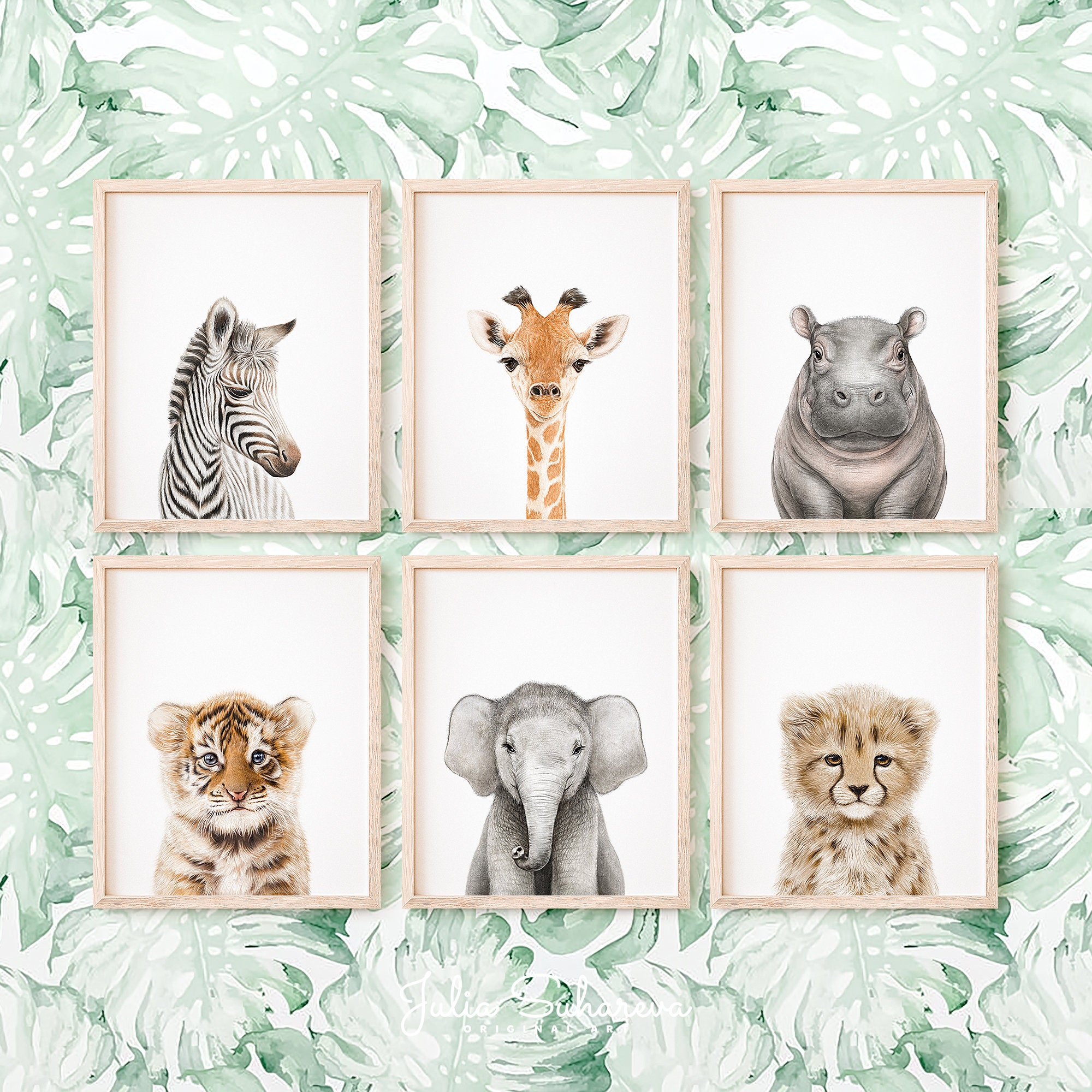 Safari Baby Animals for Nursery Decor Set of 6 Zoo Animal | Etsy
