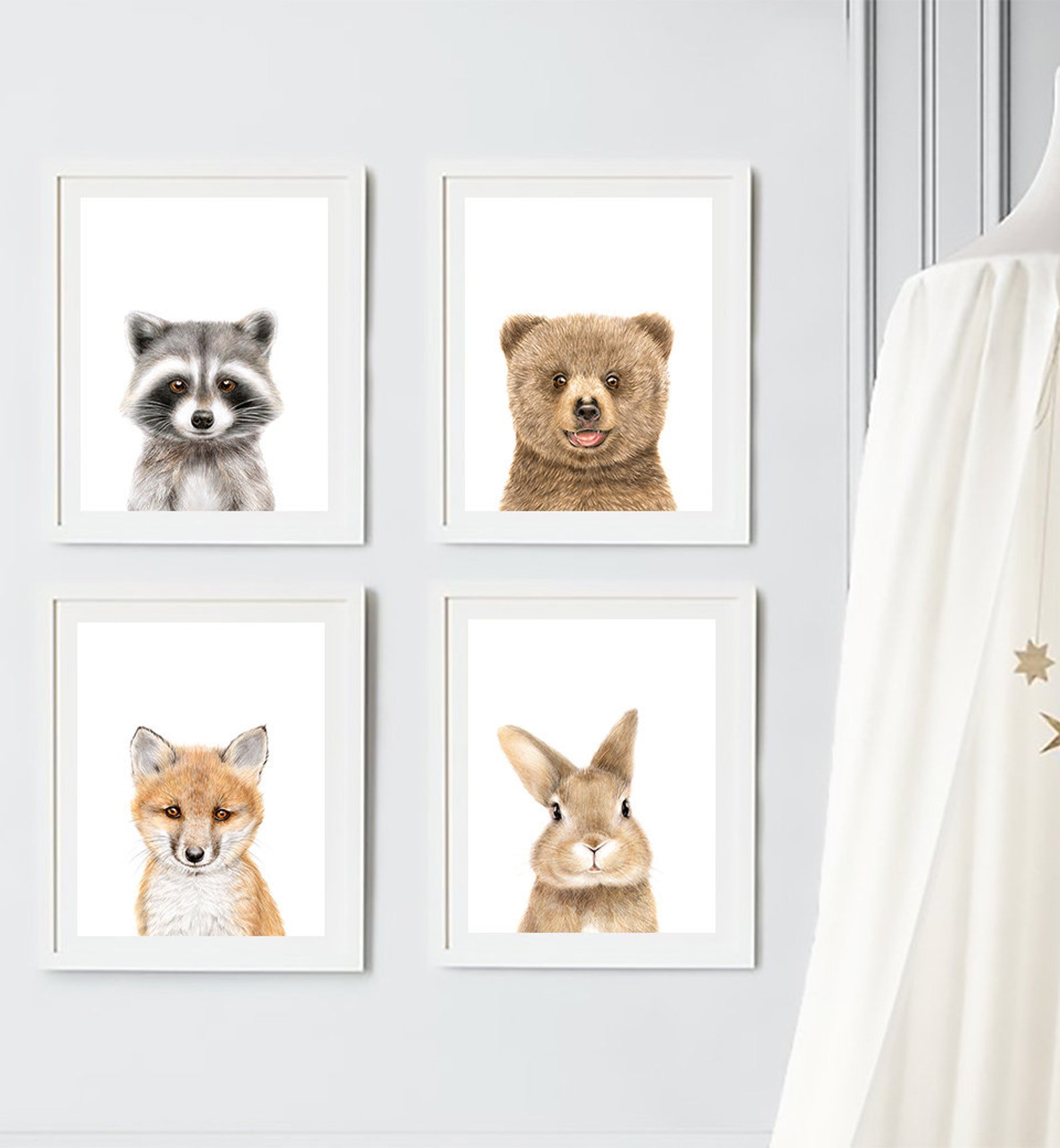 Woodland Baby Animal Prints Nursery Animals Print Nursery Wall Etsy