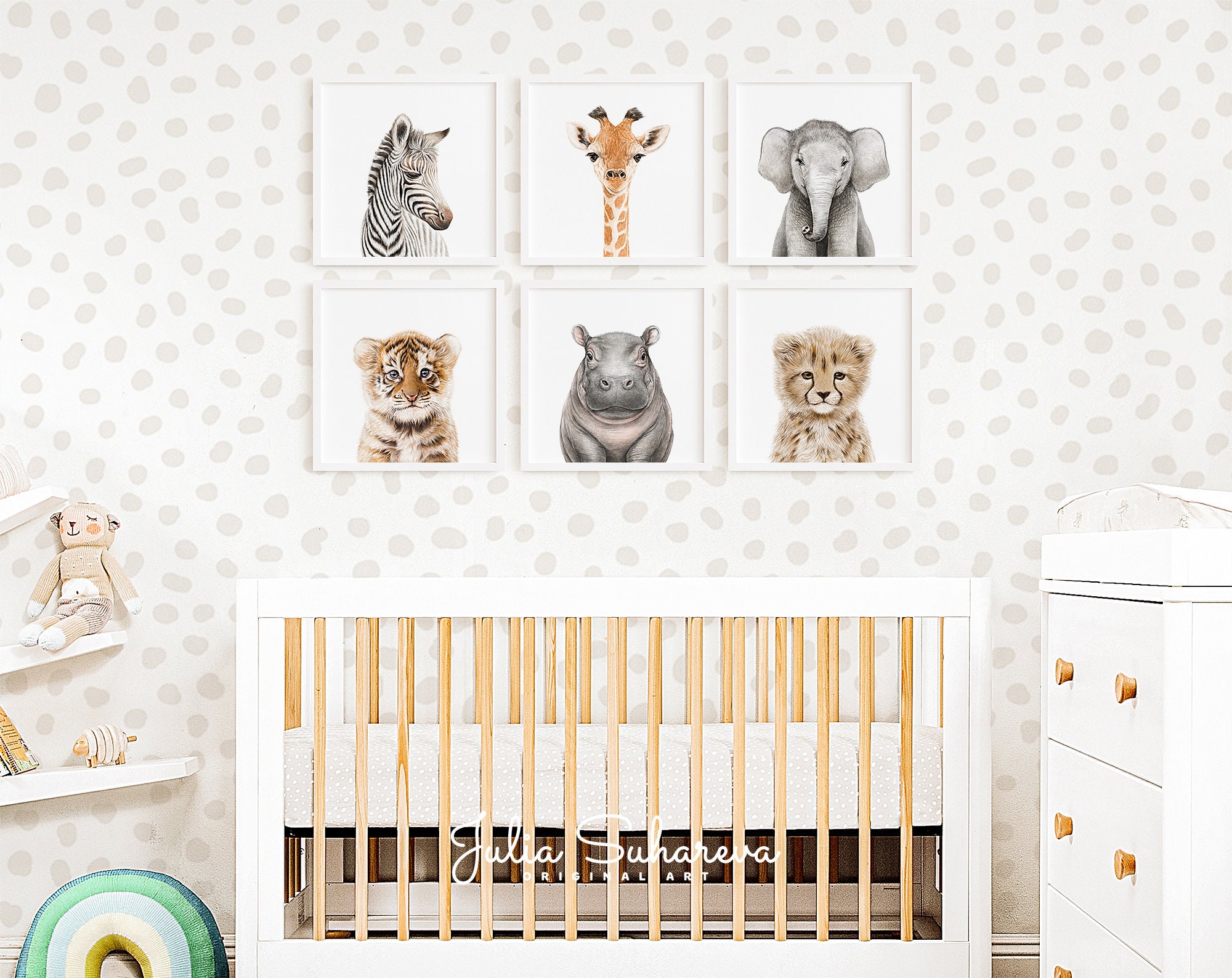 Safari Baby Animals for Nursery Decor Set of 6 Zoo Animal Etsy