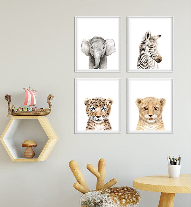 Nursery Animals Print Safari Baby Animal Prints Cute Animals Etsy