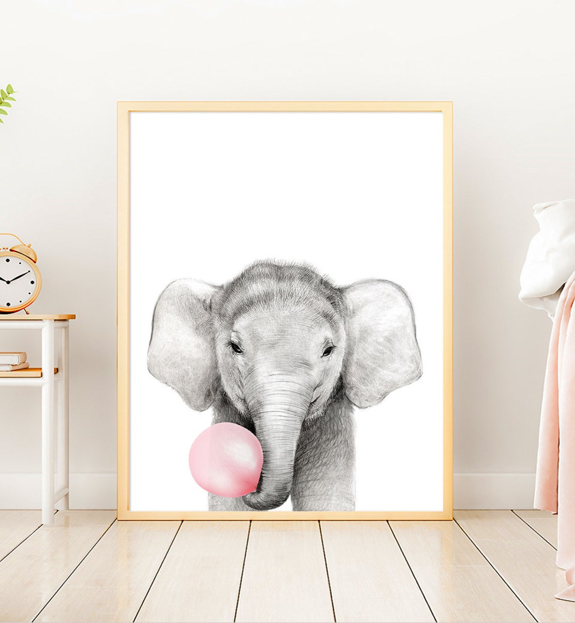 Nursery Bubble Gum Animals Print Wall Art Elephant Funny Etsy