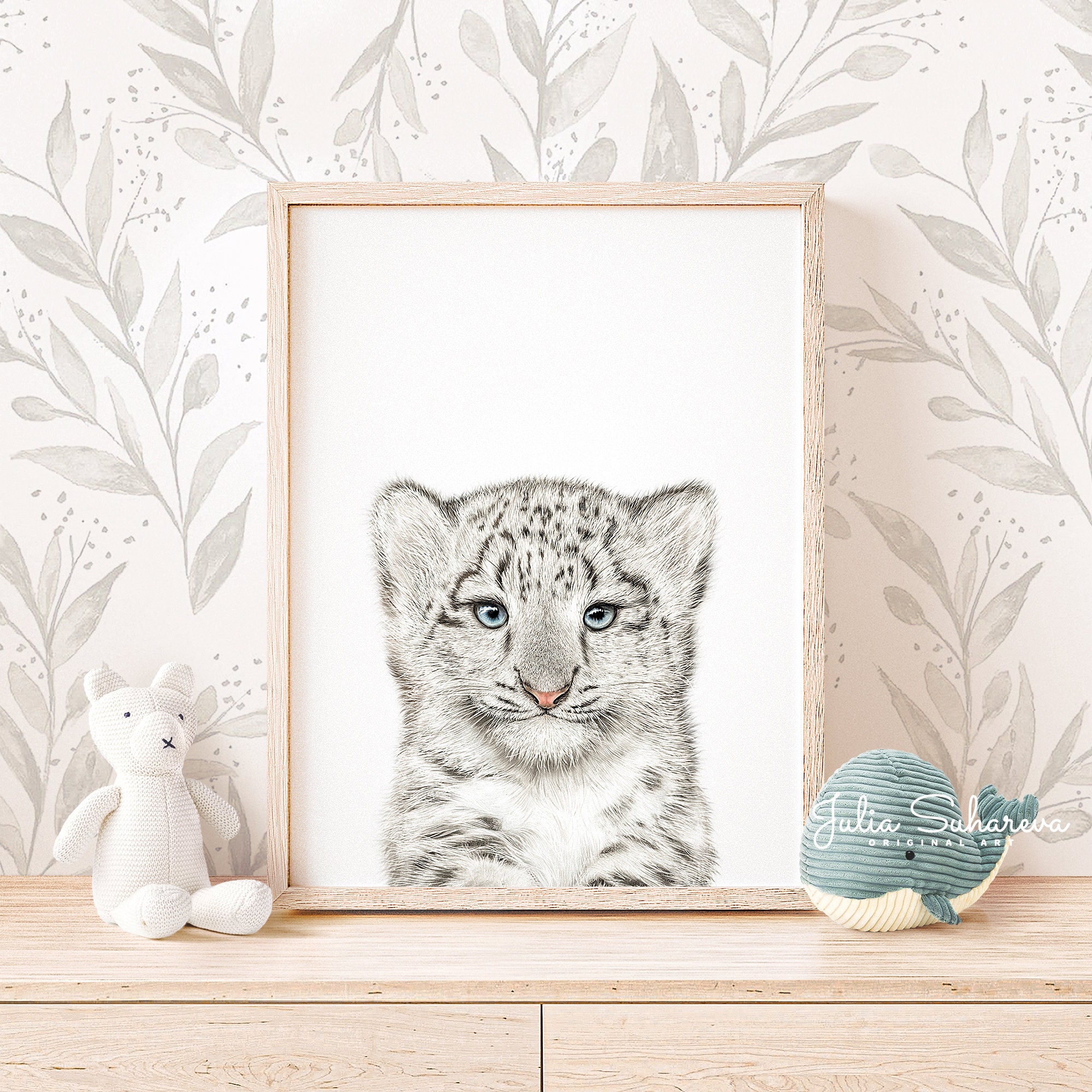 Baby Snow Leopard Print for Nursery Decor Printable Animal Etsy