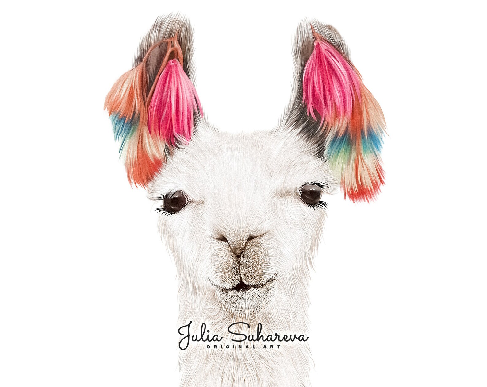 Printable Baby Llama With Pink Ears for Nursery Decor Alpaca | Etsy