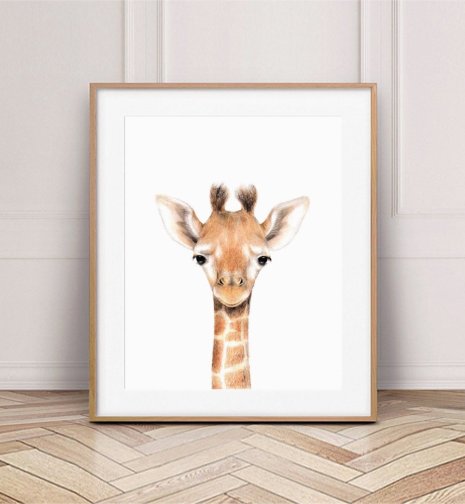 Giraffe Print Nursery Baby Animals Safari Printable Giraffe | Etsy