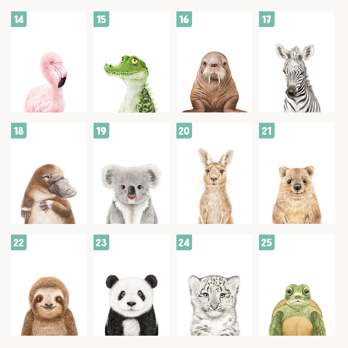 CUSTOM Baby Animal Print Set for Safari Nursery & Kids Room Etsy