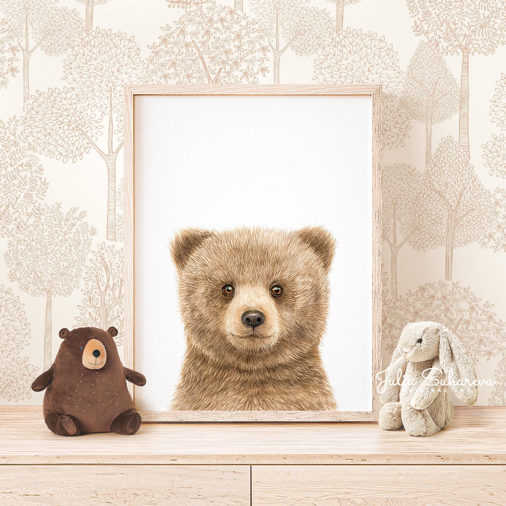 Baby Bear Cub Print for Nursery Decor Woodland Nursery Wall Etsy