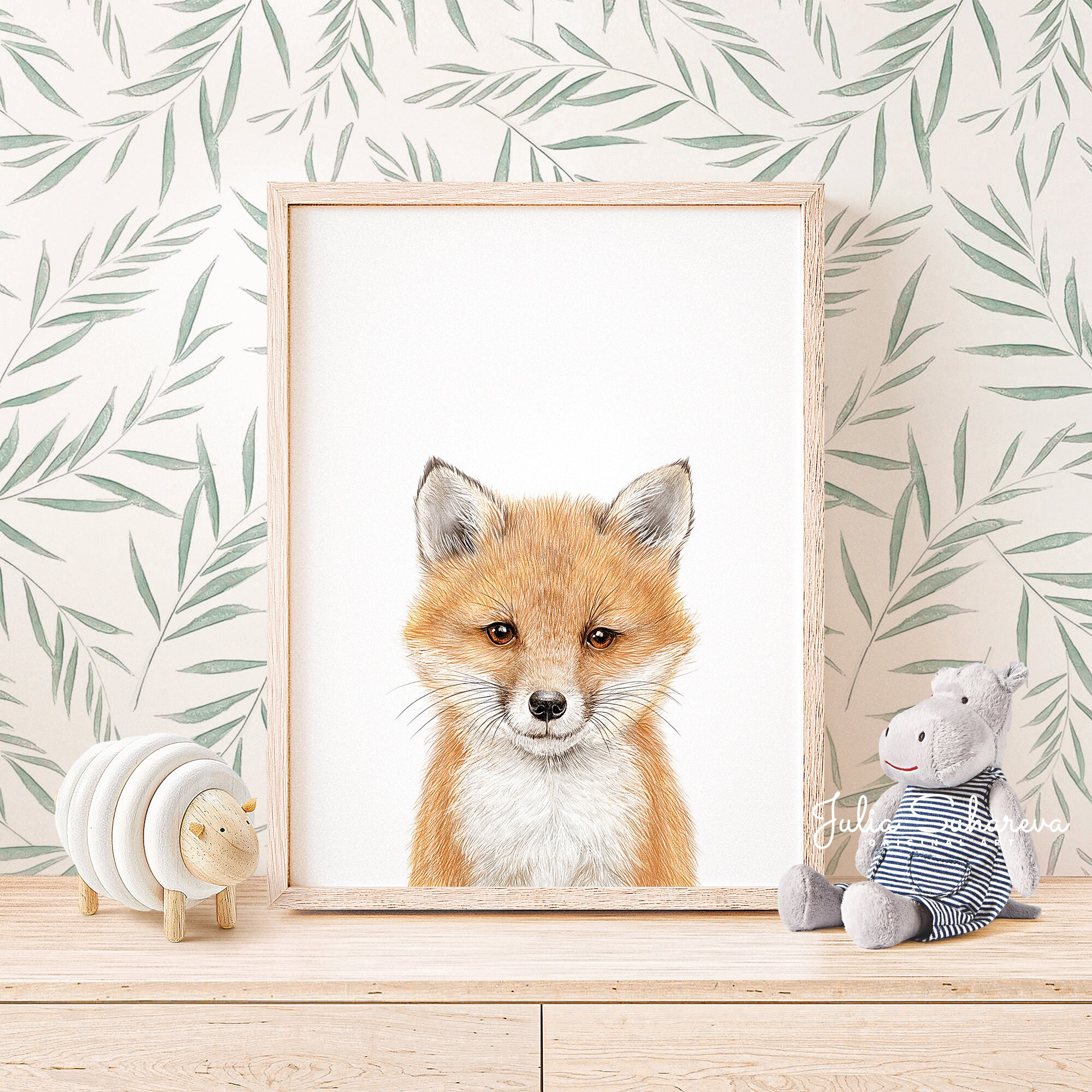 Baby Fox Print for Woodland Nursery Decor Nursery Wall Art Etsy