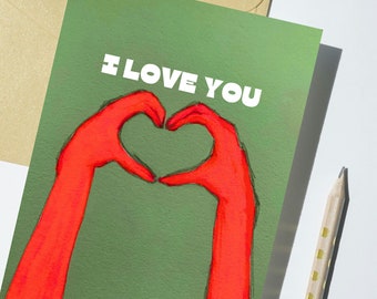 Ik hou van je kaart, downloadbare Valentijnsdagkaart, romantische kaart, digitale kaart voor hem/voor haar, liefdeskaart 5X7'' PDF, afdrukbare kaart