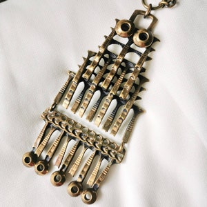 Pentti Sarpaneva - Owl Pendant Necklace sign. Finland 70s Modernist Brutalist Bronze necklace