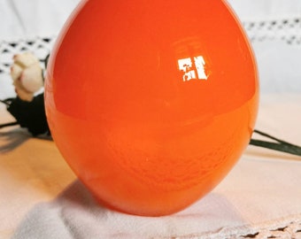 True vintage Design Overhang Glass Vase Orange & White Midcentury bubble Vessel studio Glass Hand Blown brocante interior
