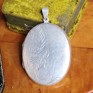 XXL 925 Silver Medallion for Photos Andeken and Memories Chain Pendant 6,5 cm cottage Country House Art Nouveau art nouveau floral gift