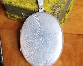 XXL 925 Silver Medallion for Photos Andeken and Memories Chain Pendant 6,5 cm cottage Country House Art Nouveau art nouveau floral gift