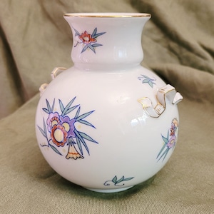 1940 Hutschenreuther porcelain vase ball vase elegant design Selb midcentury art deco collector&#39;s flower vase