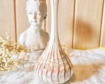 Lauscha studio glass vase unique art design mid century sputnik bimini red / white