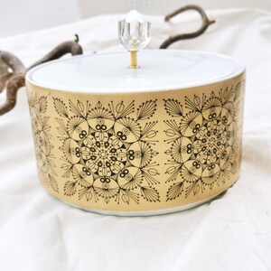 Hutschenreuther Jewelry Tin with Glass in Gold & White Porcelain Döschen Casket box noble