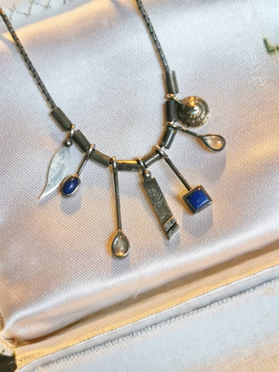 Unique Design Necklace 925 Silver Moonstone & Lap… - image 5