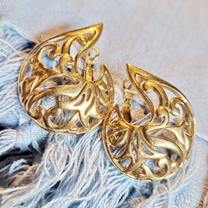 Pierre Lang - Ohrringe Omega Clipstecker PL GO Design floral groß XXL Design Modeschmuck signiert Pompös Design Brocante