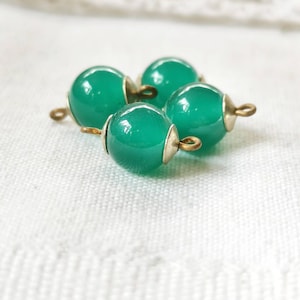 Art nouveau Glass Beads with Brass Brisuren Idar Oberstein Spare Part 1920 Green Glass Beads lamp work true vintage