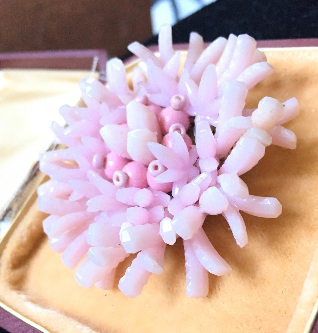 60s Pink Plastic Flower Brooch 60ts Pink Flower Brooch Etsy
