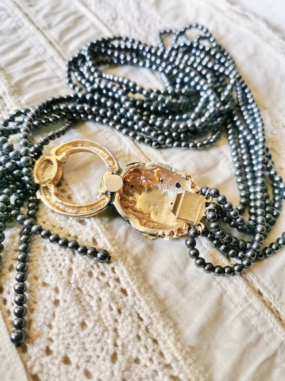 Collier Vintage En Pâte De Verre Et Strass - 2 Rangs - Ancien - Occasion En Très Bon état