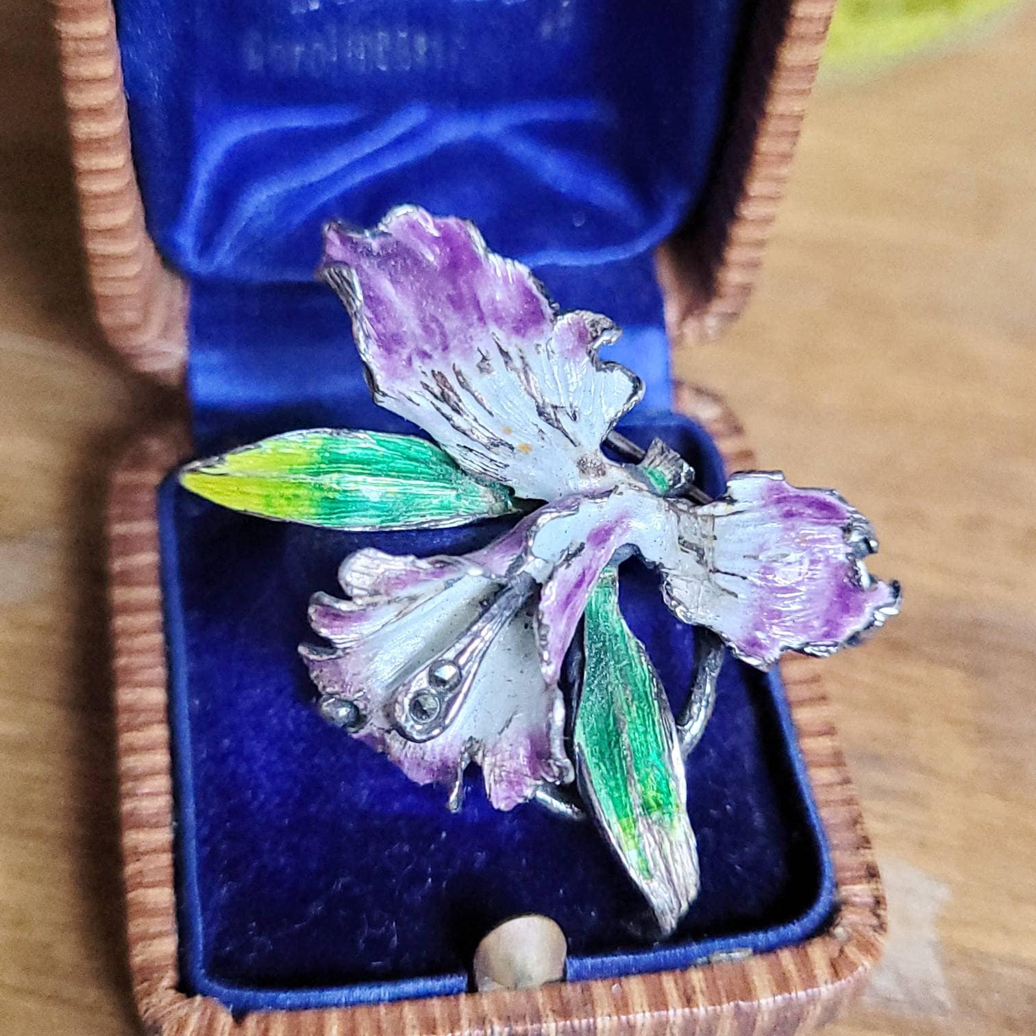 Broche Ancienne Art Nouveau En Argent - Grande Orchidée Vintage - Bijou De Collection