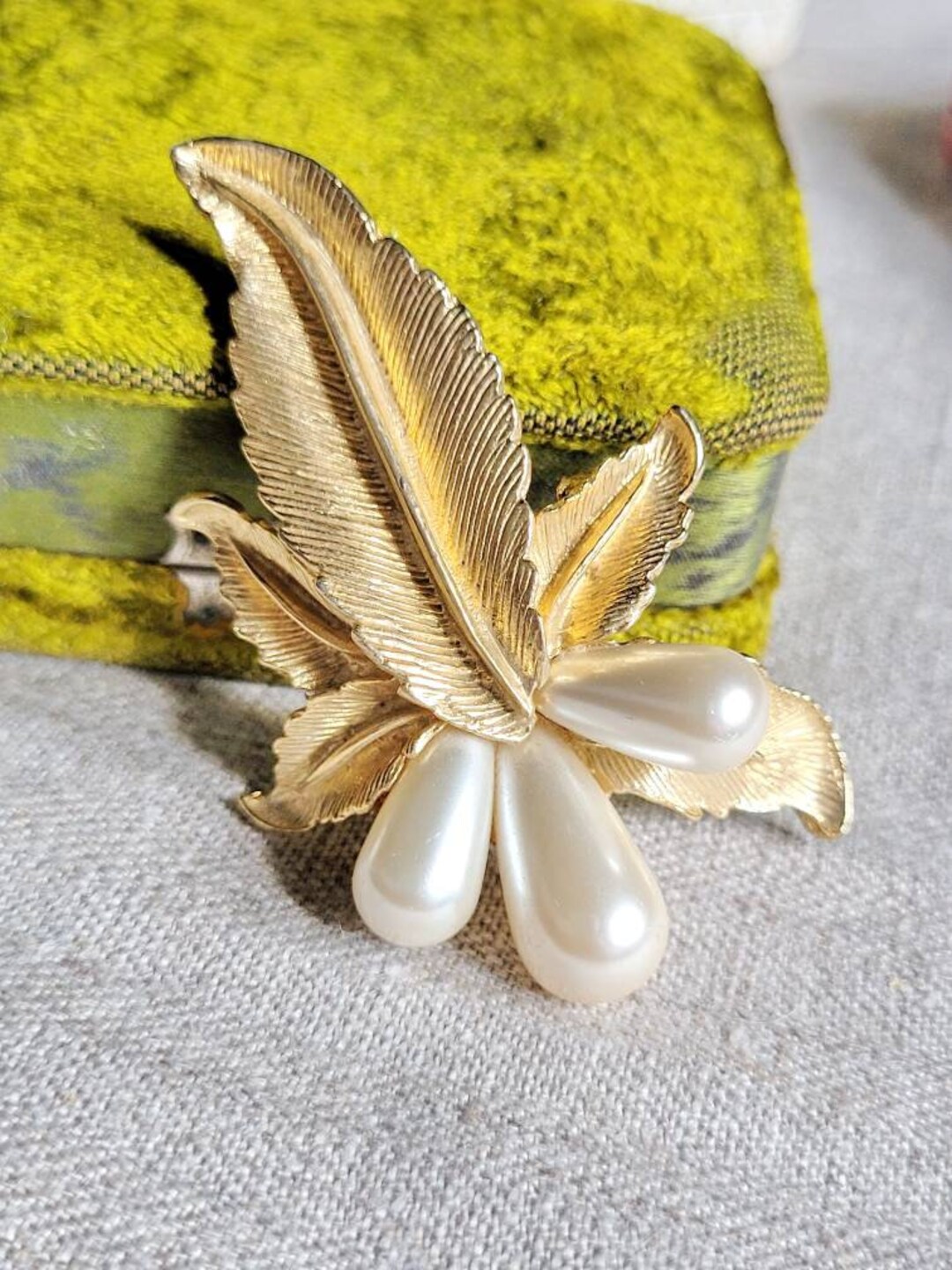 Cathe Brooch Golden & Wax Beads 80s Design Costume Jewelry Etsy