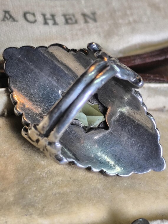 Silver boat statement ring blue stone beautiful t… - image 5