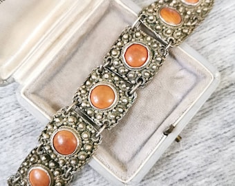 Art Nouveau filigree 835 silver bracelet coral? Around 1920 boho ethno schnuck true vintage