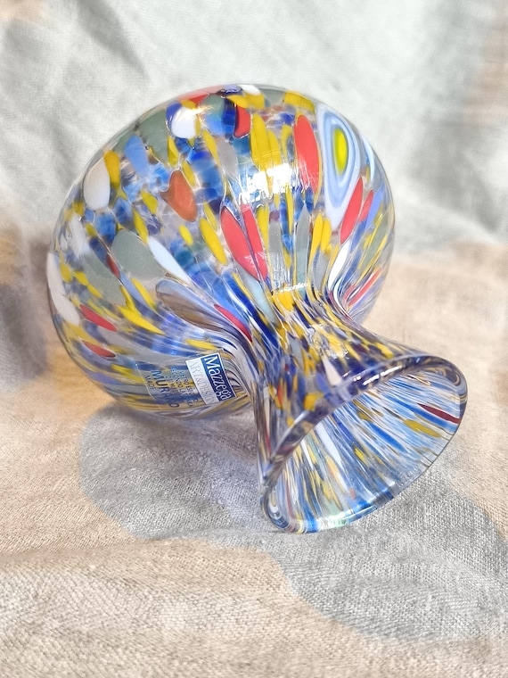 ムラーノ マッツェガ ミッレフィオーリ ガラス 花瓶 花瓶 青 赤 黄 白