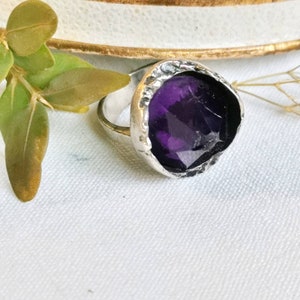 Space age 835 Silver design ring AMETYST lace true vintage design ring brocante silver violet gemstone gemstone