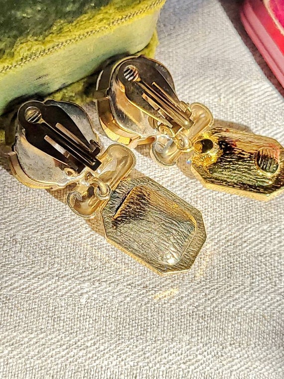 Luxurious Glass Rhinestone Earrings/ Ear Clips Go… - image 5