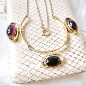 Art deco Gold Doublé Necklace Violet Cabochons around 1930 true vintage necklace beautiful design modernist