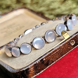 Art nouveau moonstone bracelet from Sri Lanka 1920 silver tennis bracelet Art Nouveau gemstone moonstone gift esoteric nature