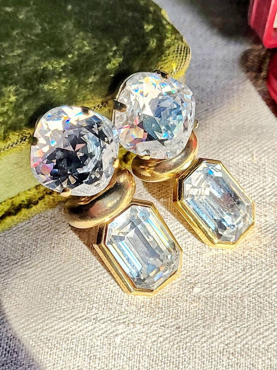 Luxurious Glass Rhinestone Earrings/ Ear Clips Go… - image 4