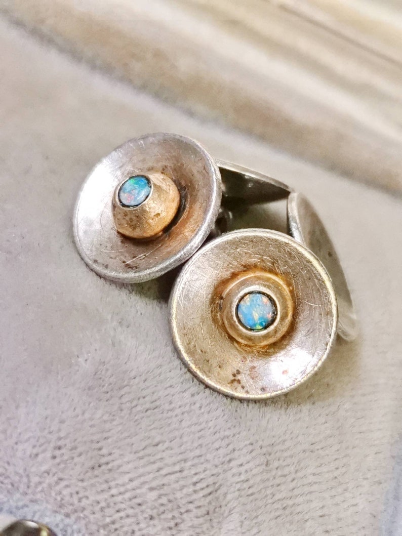 UNIKAT 925 Silver OPAL Cuffs Buttons - shops elegant colorful design