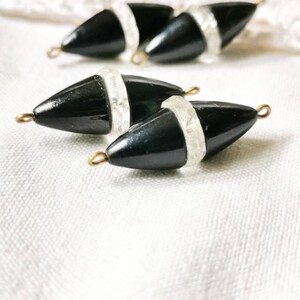 2 art deco glass beads for earrings or as a replacement part around 1930 made of Idar Oberstein glass rhinestone lamp work true vintage black