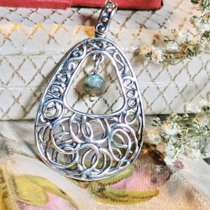 Design 925 Silver LABRADORIT Chains Pendant vintage design Layer look Unique glider sterling silver pendant Gemstone red