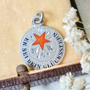 Lucky Charm Chains Pendant Silver Enamel 1920 Art Nouveau Art Nouveau Glücks Star Begging charm silver pendent