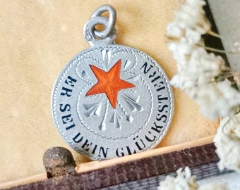 Lucky Charm Chains Pendant Silver Enamel 1920 Art Nouveau Art Nouveau Glücks Star Begging charm silver pendent
