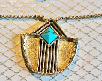 Grossé Necklace verg. 925 silver with turquoise in blue around 1970 out couture design jewelry sterling silver necklace gemstone design jewelry