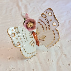 Sandizell Höffner & Co Porcelain Butterfly Figurine 1970s Gold Painted Gift Collector Design
