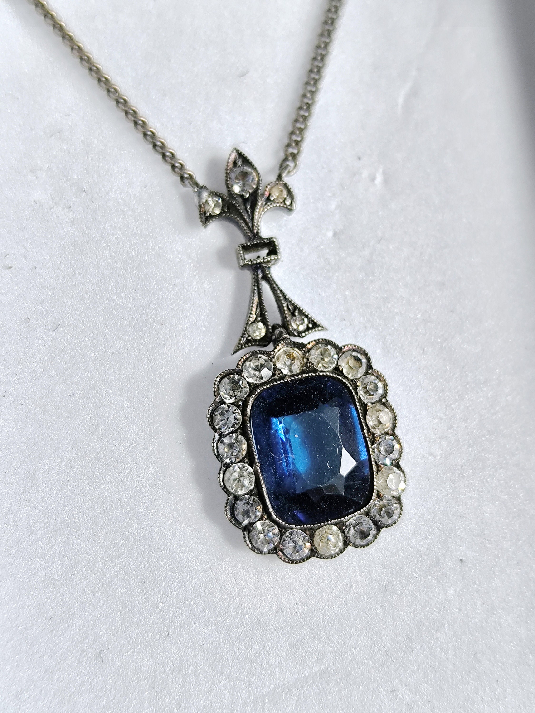 ANCIEN COLLIER CHAÎNE En Plaqué Or Zircon Art Nouveau Deco