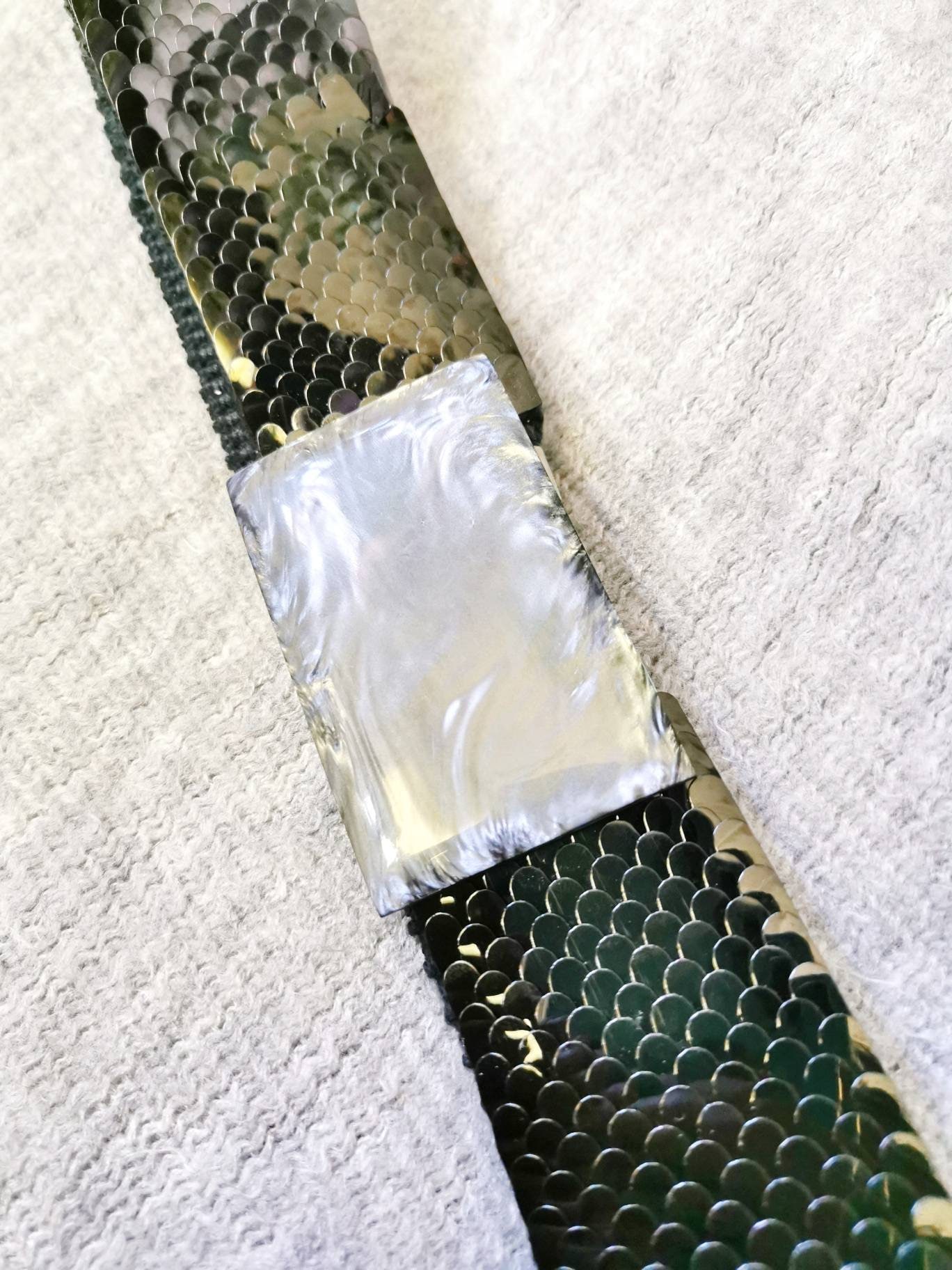 70s Scale Stretch Belt Mother of Pearl Optics Plastic Buckle  display picture 2